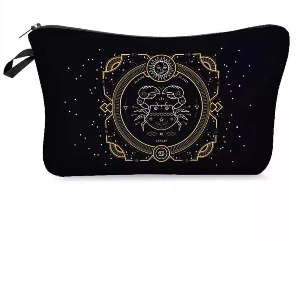 FUDEAM 12 Zodiac Print Pattern Women Waterproof Cosmetic Bag New 2 poly mailers